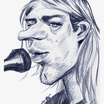 Dessin intitulée "Kurt Cobain" par Bertrand Daullé, Œuvre d'art originale, Crayon