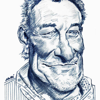 Drawing titled "Bruce Springsteen" by Bertrand Daullé, Original Artwork, Pencil
