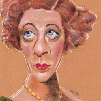 Drawing titled "Fanny Brice" by Bertrand Daullé, Original Artwork, Pencil