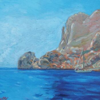 Painting titled "Calanque de Sormiou" by Bertrand Daullé, Original Artwork, Oil