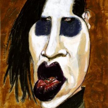 Ζωγραφική με τίτλο "Marylin Manson" από Bertrand Daullé, Αυθεντικά έργα τέχνης, Άλλος