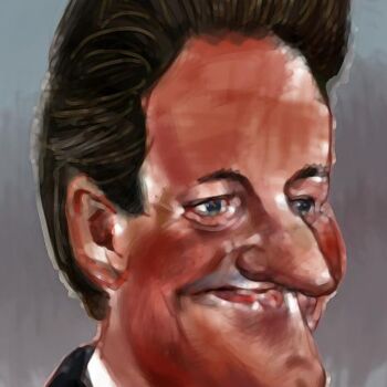 Painting titled "David Cameron" by Bertrand Daullé, Original Artwork