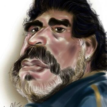 Arts numériques intitulée "Diego Maradona" par Bertrand Daullé, Œuvre d'art originale, Peinture numérique
