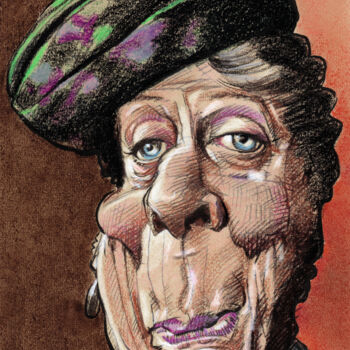 Desenho intitulada "Maggie Smith" por Bertrand Daullé, Obras de arte originais