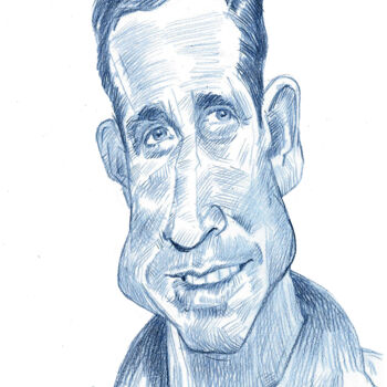 Drawing titled "Raymond Kopa" by Bertrand Daullé, Original Artwork, Pencil