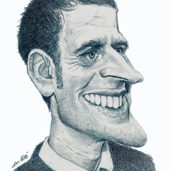 Rysunek zatytułowany „Emmanuel Macron” autorstwa Bertrand Daullé, Oryginalna praca, Ołówek