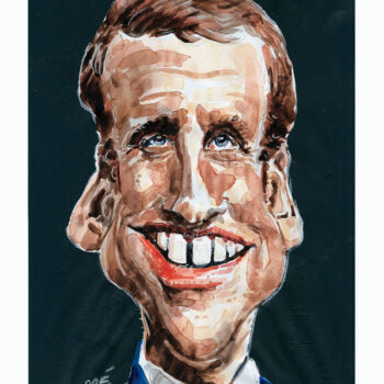 Peinture intitulée "Emmanuel Macron" par Bertrand Daullé, Œuvre d'art originale, Acrylique