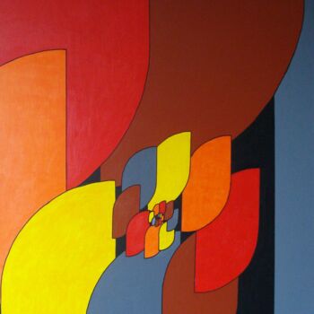 Peinture intitulée "SPIRALE MOTIF PERSO" par Bertrand Delogne, Œuvre d'art originale, Acrylique Monté sur Châssis en bois