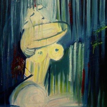 Painting titled "Femme à la cascade" by Bertrand Duval, Original Artwork, Oil