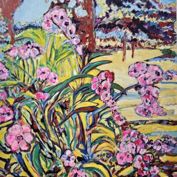Pittura intitolato "Flower garlands" da Bertrand Gossart, Opera d'arte originale, Olio Montato su Telaio per barella in legno