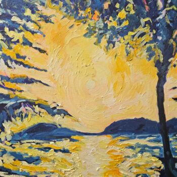 제목이 "Sunset - Langkawi"인 미술작품 Bertrand Gossart로, 원작, 기름 나무 들것 프레임에 장착됨