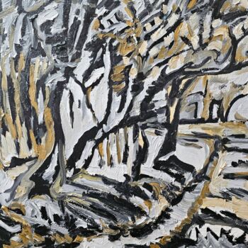 Pittura intitolato "Trees - Black effect" da Bertrand Gossart, Opera d'arte originale, Olio Montato su Telaio per barella in…