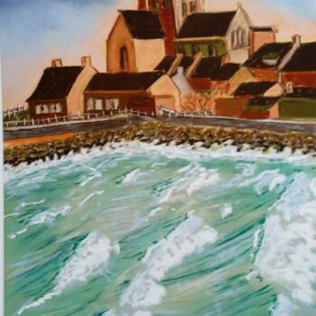 Dessin intitulée "Paysage breton 3 ." par Bertrand Jost, Œuvre d'art originale, Pastel