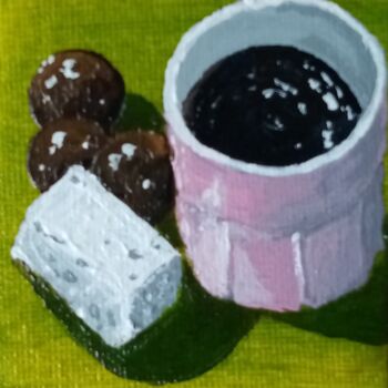 Картина под названием "Café sucre et choco…" - Bertrand Jost, Подлинное произведение искусства, Акрил Установлен на Деревянн…