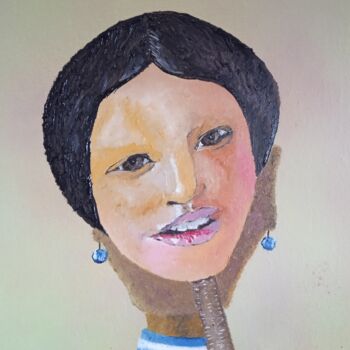 "Portrait masqué ." başlıklı Tablo Bertrand Jost tarafından, Orijinal sanat, Petrol Karton üzerine monte edilmiş