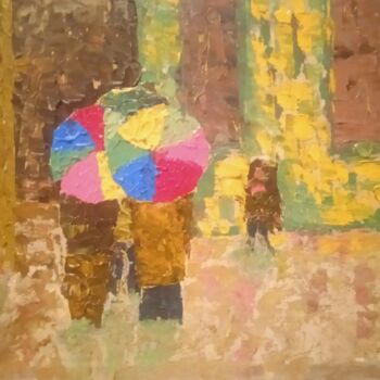 Pittura intitolato "Jour de pluie ." da Bertrand Jost, Opera d'arte originale, Olio Montato su Telaio per barella in legno