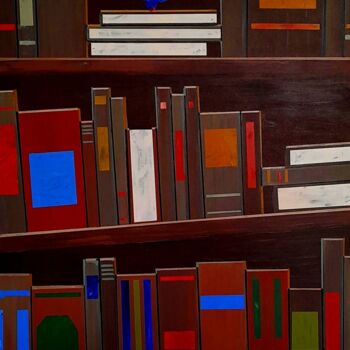 Peinture intitulée "La bibliothèque et…" par Bertrand Jost, Œuvre d'art originale, Acrylique Monté sur Châssis en bois