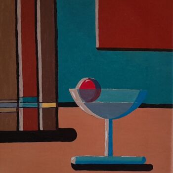 Pintura titulada "Le verre et la ceri…" por Bertrand Jost, Obra de arte original, Acrílico Montado en Bastidor de camilla de…