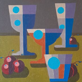 Peinture intitulée "Des verres et des c…" par Bertrand Jost, Œuvre d'art originale, Acrylique