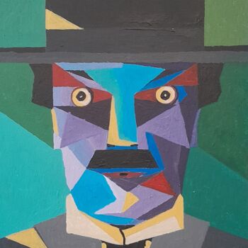 Schilderij getiteld "Moustache ." door Bertrand Jost, Origineel Kunstwerk, Acryl