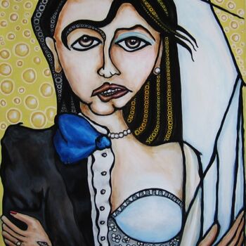 Peinture intitulée "Les jeunes mariés" par Bertrand Lamouroux, Œuvre d'art originale, Acrylique Monté sur Panneau de bois