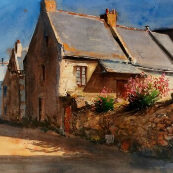 Painting titled "Rue de Piriac sur m…" by Bertrand Lucas, Original Artwork, Watercolor