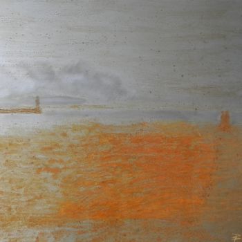 Peinture intitulée ""horizon-mer 3"" par Bertrand Mahieu, Œuvre d'art originale