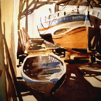 Peinture intitulée "les chantiers.jpg" par Bertrand Warion, Œuvre d'art originale, Aquarelle