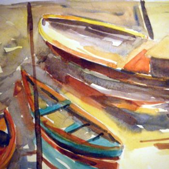Peinture intitulée "port de gujan.jpg" par Bertrand Warion, Œuvre d'art originale, Aquarelle