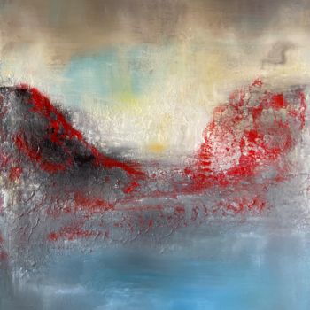 Painting titled "Red mountain" by Bertrand Mugabure, Original Artwork, Acrylic