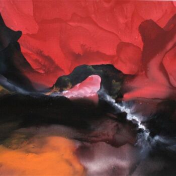 Painting titled "Rocher noir" by Bertrand Mugabure, Original Artwork, Oil