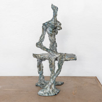 Sculpture titled "L'Homme qui Roule" by Bertrand Pigeon, Original Artwork, Bronze