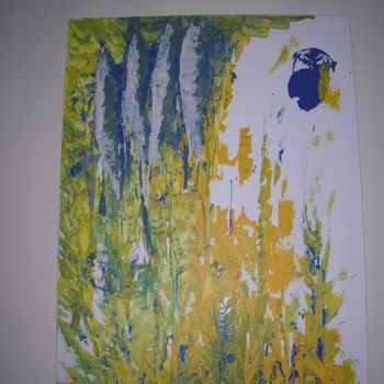 Peinture intitulée "Soleil bleu" par Bertrand Pothier, Œuvre d'art originale