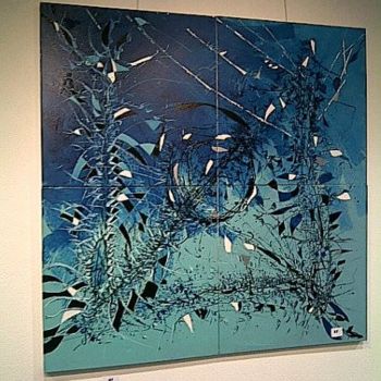 Peinture intitulée "Quadribleu" par Bertrand Pothier, Œuvre d'art originale