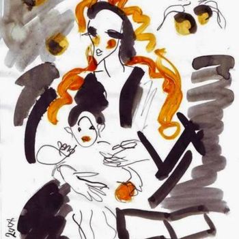 Drawing titled "Мадонна-заочница" by Mona, Original Artwork
