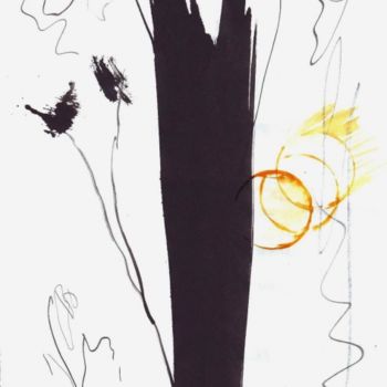 Drawing titled "Закат и дерево" by Mona, Original Artwork