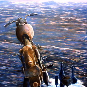 Pintura titulada "la moto dans le dés…" por Billy Renoir, Obra de arte original, Acrílico