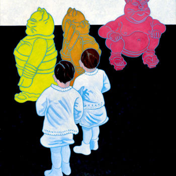 Painting titled "children 2 ©" by Billy Renoir, Original Artwork, Acrylic