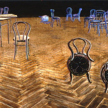 Schilderij getiteld "les chaises 2 ©" door Billy Renoir, Origineel Kunstwerk, Acryl