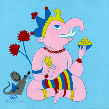 Malarstwo zatytułowany „Ganesh ©” autorstwa Billy Renoir, Oryginalna praca, Akryl