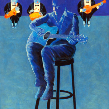 Malerei mit dem Titel "le songe du guitari…" von Billy Renoir, Original-Kunstwerk, Acryl