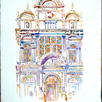 Painting titled "scuola di San Marco…" by Billy Renoir, Original Artwork, Watercolor