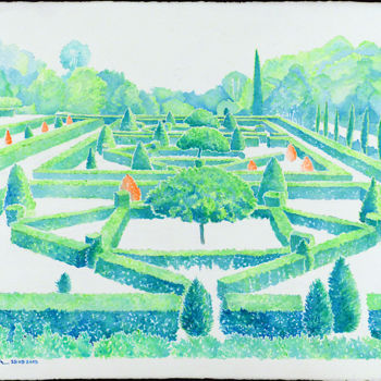 Schilderij getiteld "parc de Restinclièr…" door Billy Renoir, Origineel Kunstwerk, Aquarel