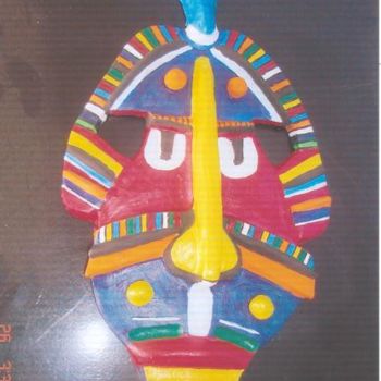 Painting titled "Máscara guerreira 02" by Betharts, Original Artwork