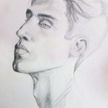 Drawing titled "jeune homme" by Betty Dovi, Original Artwork, Pencil