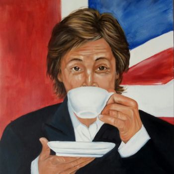 Pintura intitulada "Um chá com Paul" por Beto Freitas, Obras de arte originais, Óleo