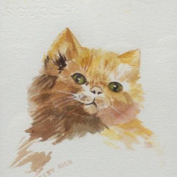 Painting titled "Orange Kitten" by Betsy Rich, Original Artwork, Oil