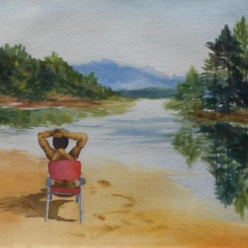 Painting titled "Peaceful Moment On…" by Betsy Rich, Original Artwork, Oil