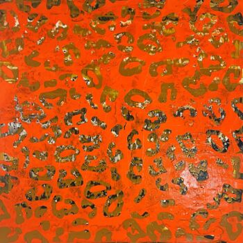 Картина под названием "Orange LEO I" - Bettina Axel, Подлинное произведение искусства, Акрил Установлен на Деревянная рама д…