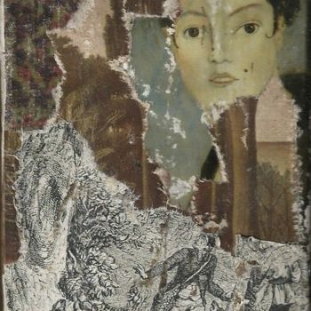 Collagen mit dem Titel "La dame" von Bettina Louis, Original-Kunstwerk